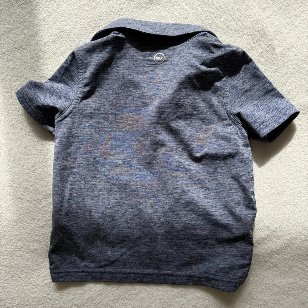 Vineyard Vines Boys 2T Sankaty Performance Polo - Blue & Red Stripe - Picture 2 of 5